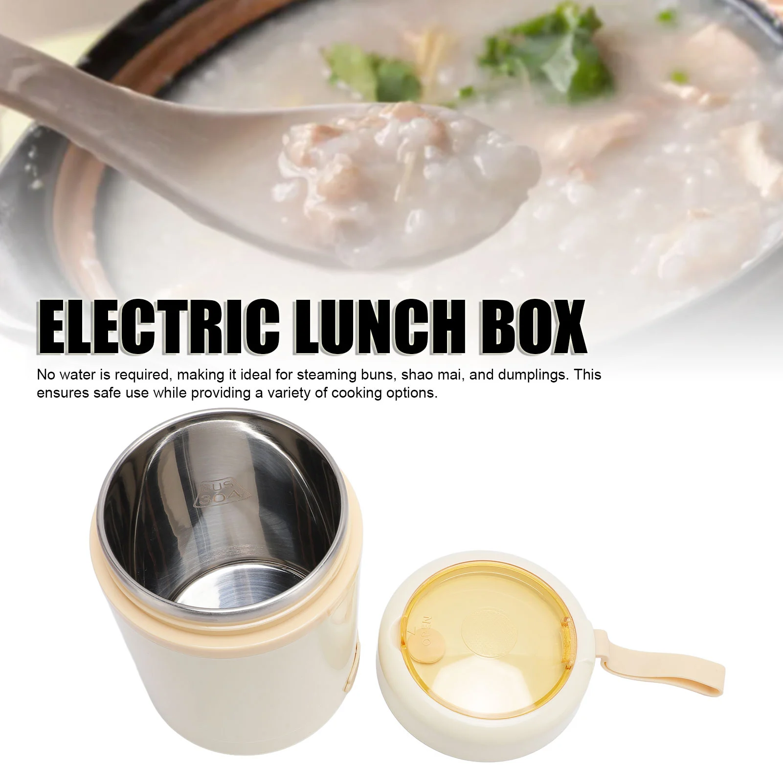 Kotak Makan Elektrik Penghangat Makanan Baja Tahan Karat 304 60 ° Stoples Makanan Terisolasi USB 600ml Anti Bocor dengan Sendok, Suhu Konstan