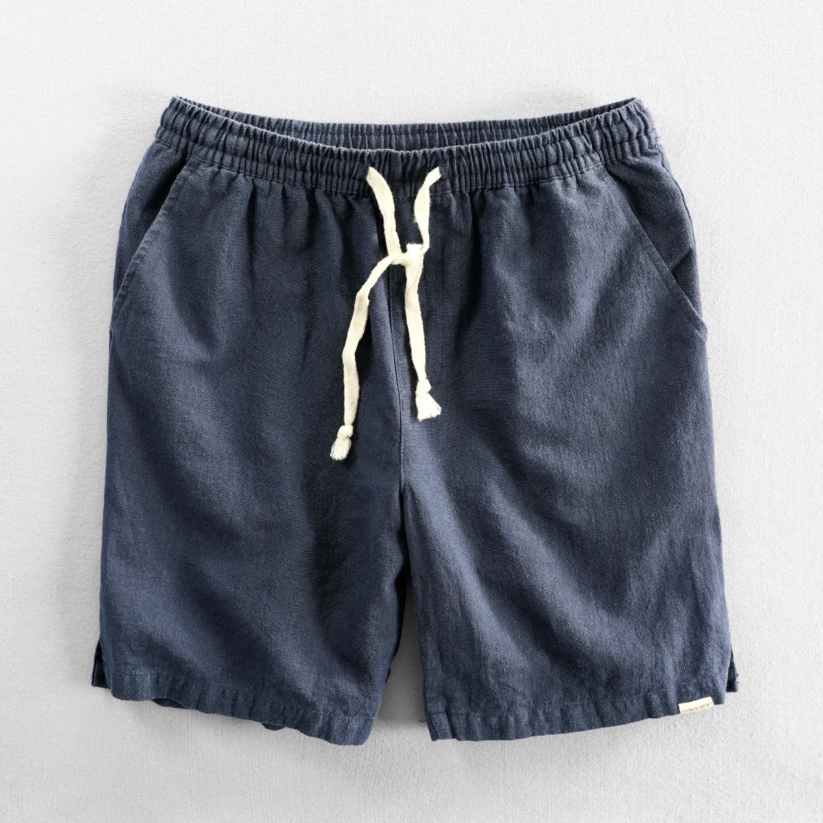 Summer Cotton Linen Beach Shorts Pants For Men Casual Sold Color Loose Drawstring Cropped Youth Man Shorts Pants 6XL 5XL 4XL