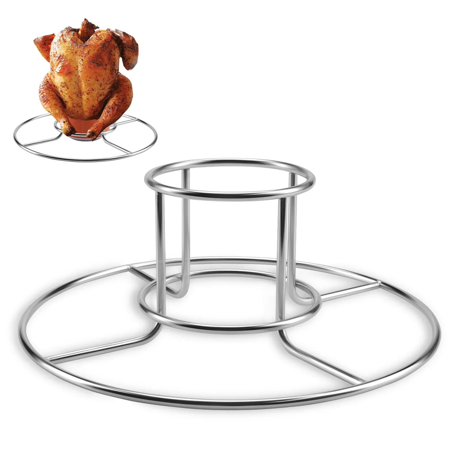 

ONE SIZE Chicken Turkey Roasting Rack for Smoke and Grill Stainless Steel Chicken Stand Barbecue Accessories