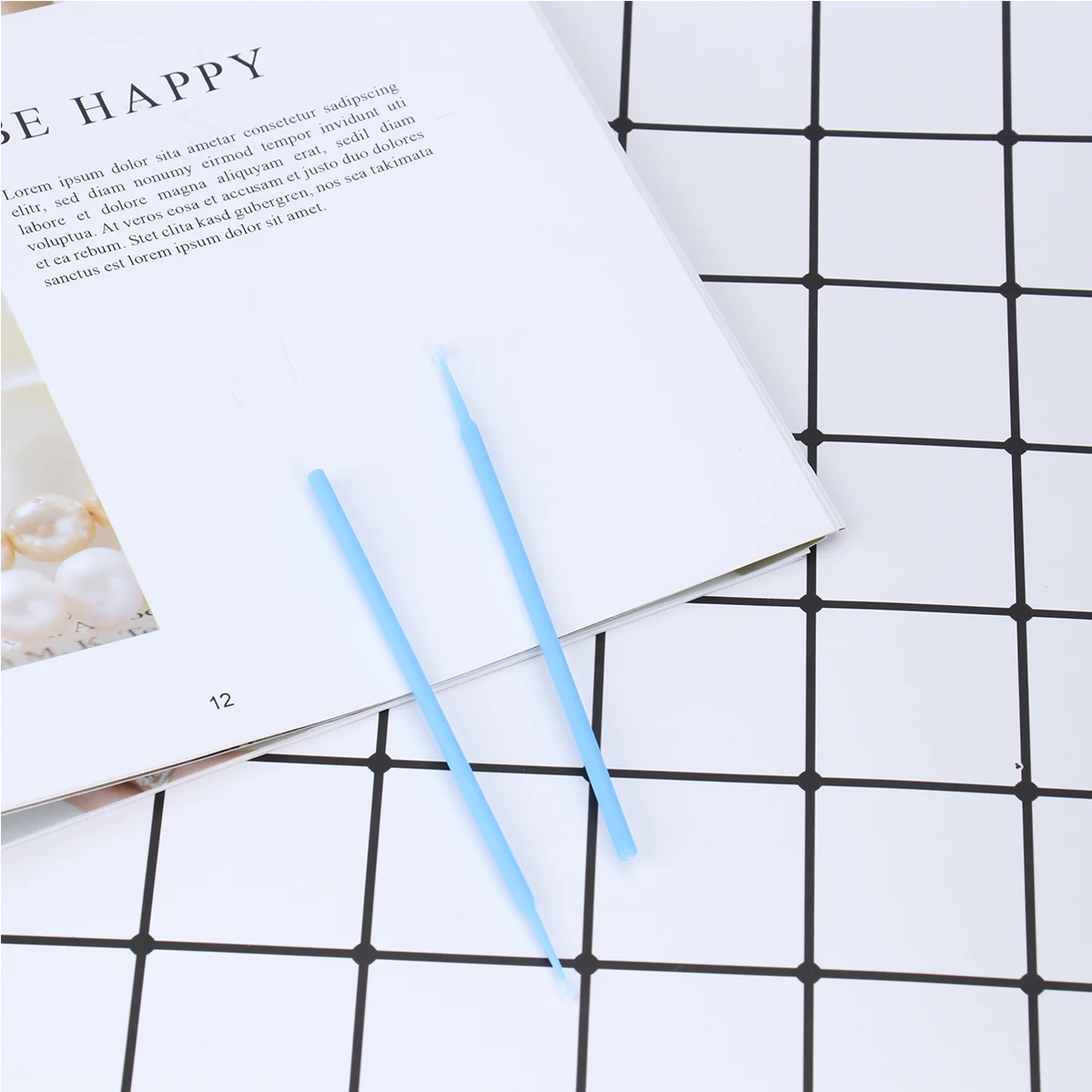 

100pcs Disposable Micro Applicator Eyelash Extension Cotton Swab Eyelash Micro Brush Wands Makeup Tools Size L (Light Blue)