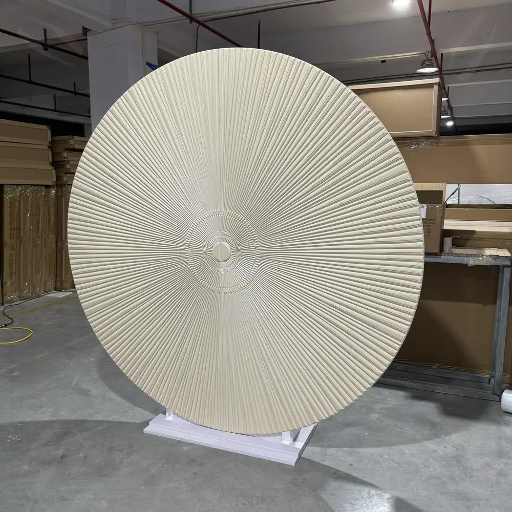 FSDKX الحديثة الكلاسيكية الذهبي PVC مجلس مخصص دائرة مستديرة الزفاف الخلفيات الوقوف تصميم جدار أنيق بسيط