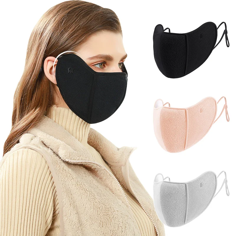 

Winter Warm Mask Women Thicke Fleece Thermal Face Cover Windproof Dust-Proof Coldproof Mask Outdoor Running Sports Cycling Masks