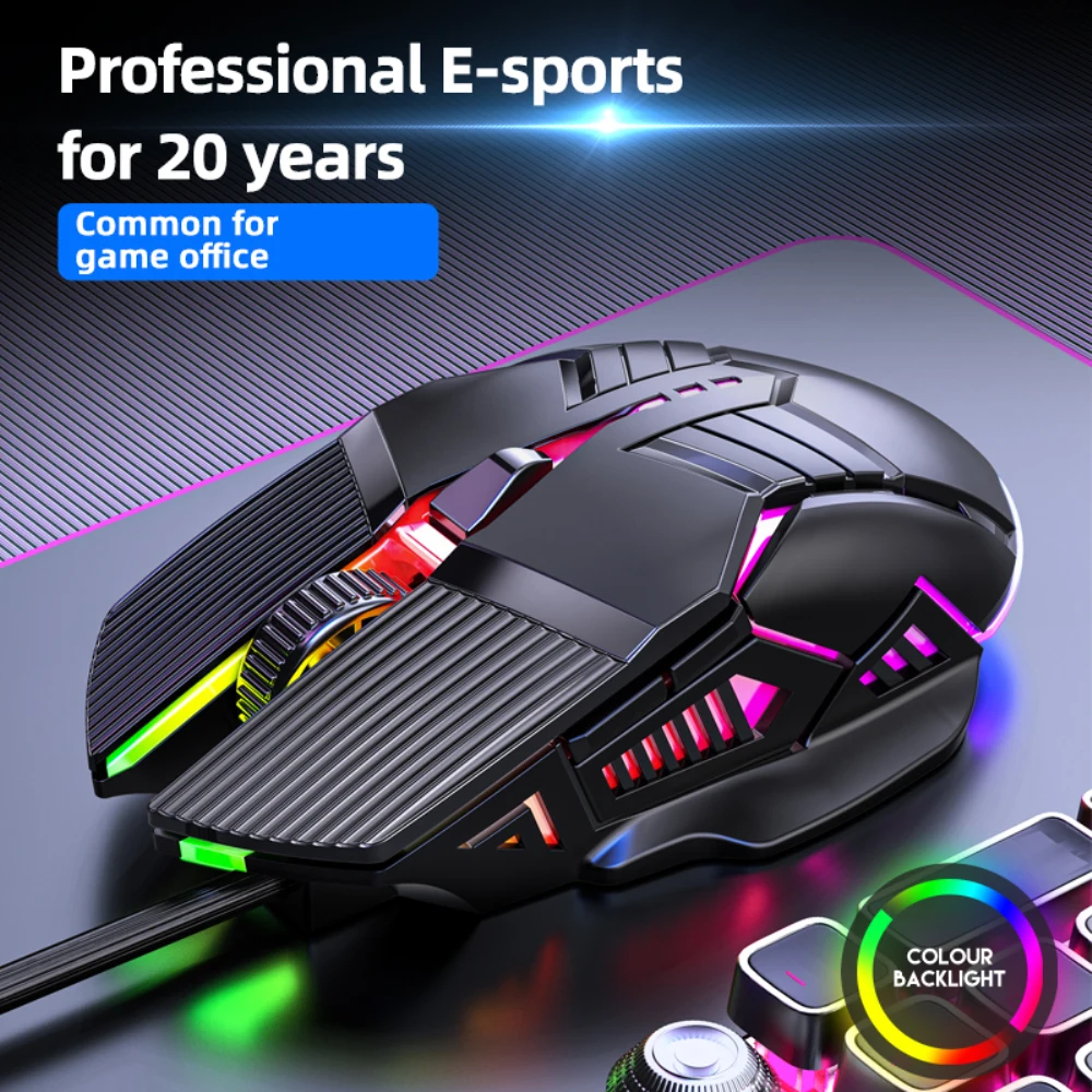 Ergonomic Wired Gaming Mouse USB Mouse Gaming RGB Mause Gamer Mouse 6 Button LED Silent Mice for PC Laptop Computer