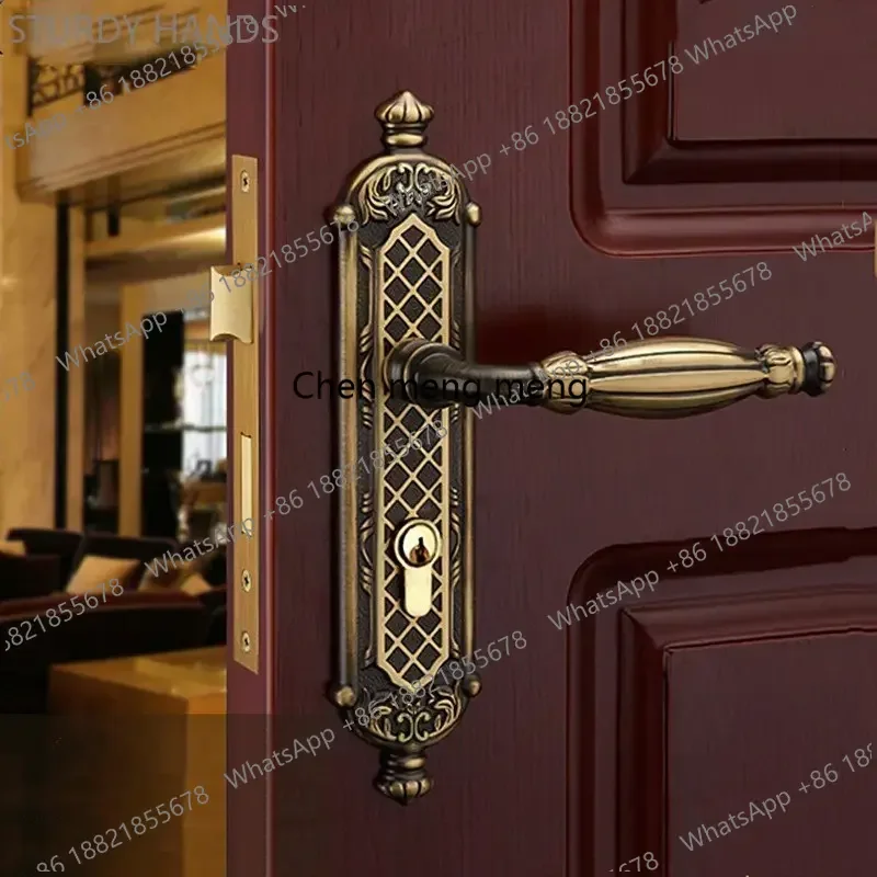 

High Grade Pure Copper Door Lock Mute Security Door Locks Indoor Bedroom Door Handle Deadbolt Lockset Furniture Hardware