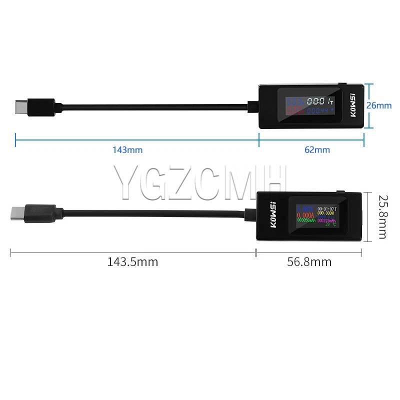 Type-c Current Tester 120W Timing Ammeter USB Current Voltage Tester USB Charger Tester