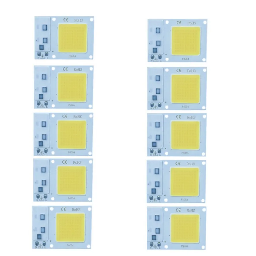 Lámpara LED COB de 10 piezas para exteriores, 20W, 30W, 50W, CA 220V, 240V, IP65, IC inteligente, sin necesidad de controlador