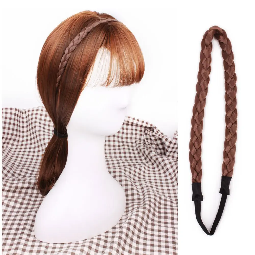 Vintage Fashion Head hoop Elastic Headwear Hair Accessories Hair Bands Braided Headband Synthetic Wig Twisted Wig Headband