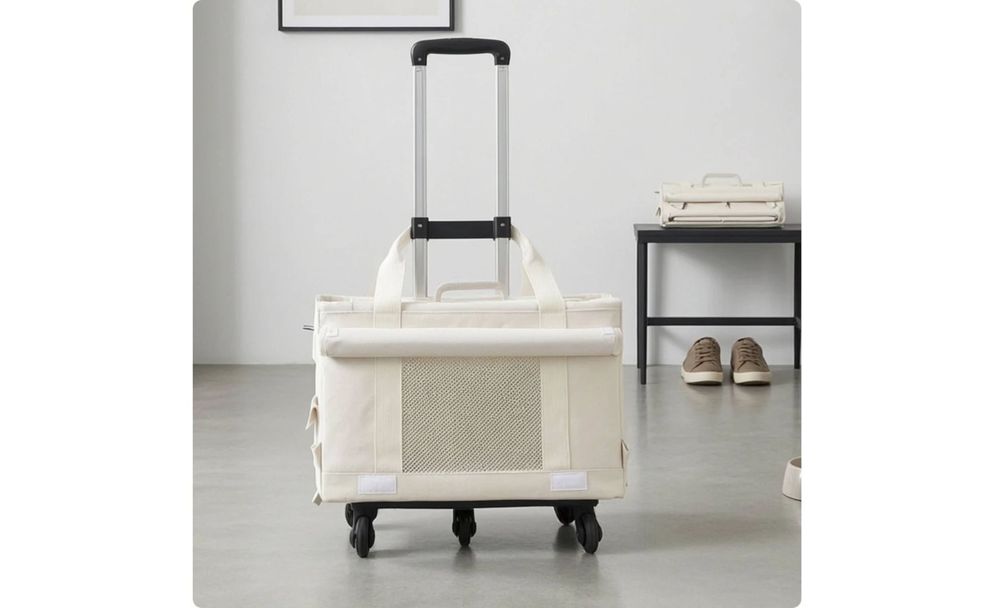 Pet Carrier with Telescopic Handle Soft-Sided Pet Carrier Trolley Travel Bag Portable Long-Lasting for Cats, Outings