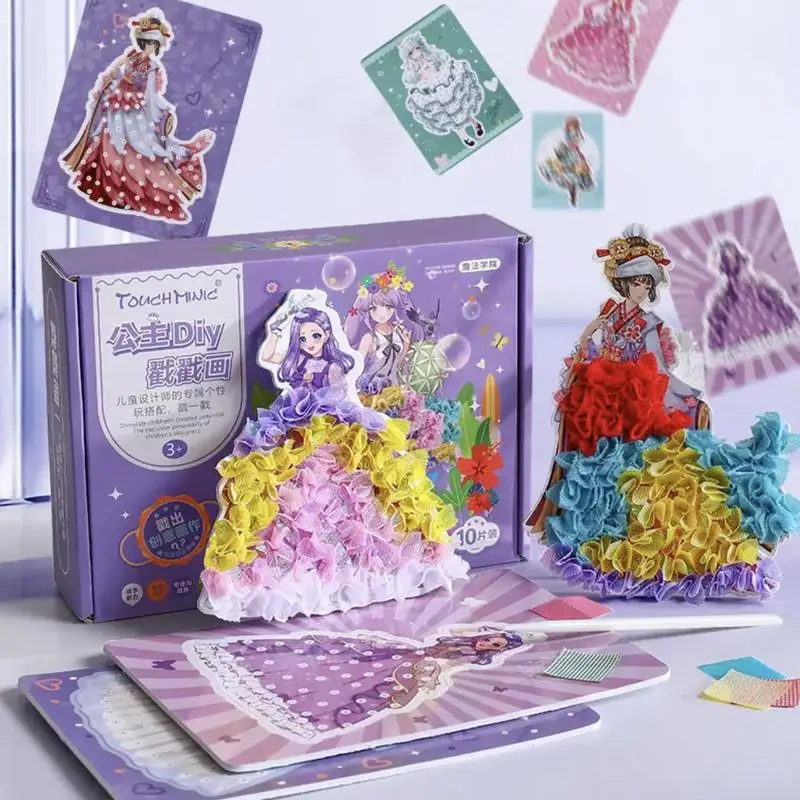 Princess DIY Poke Painting Kit Kids Toys Girls Dream Princess Dress Up Sticker Book Children Montessori Handmade DIY Poking Toys