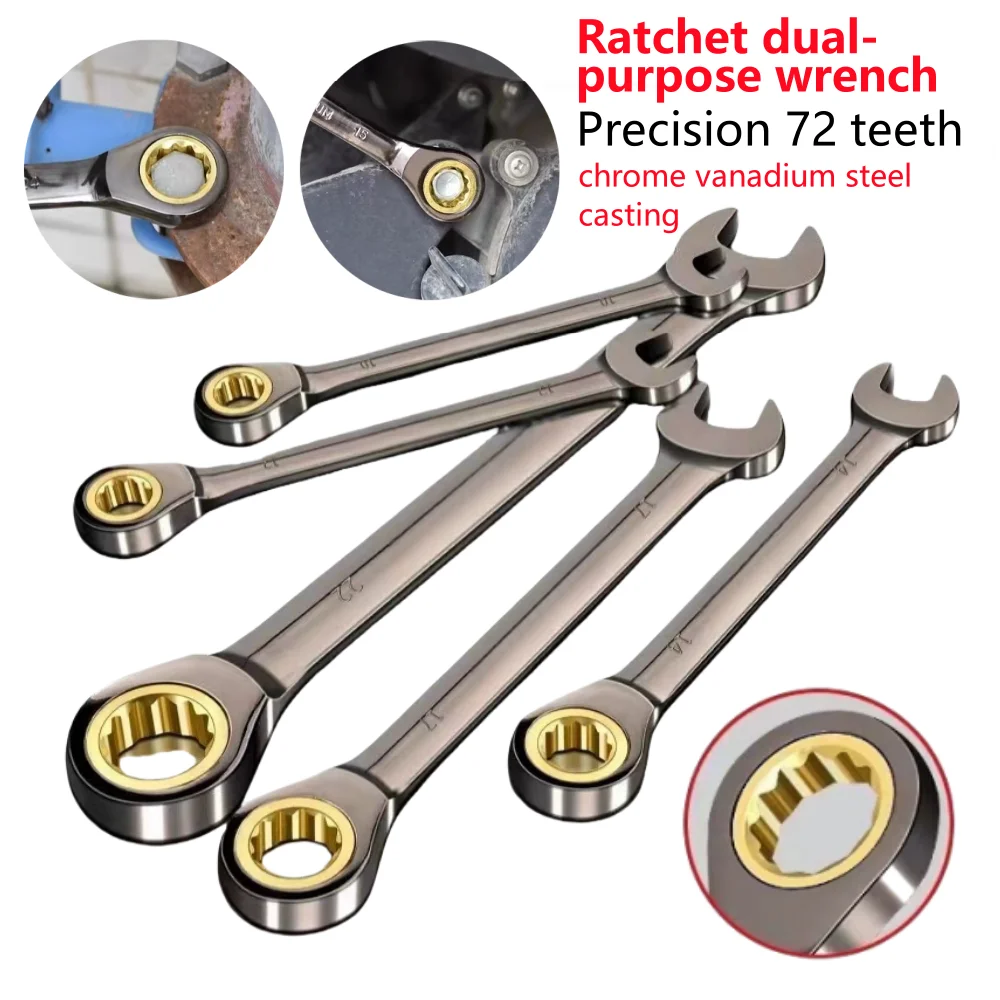 Ratcheting Combination Wrench 6-30mm 1PCS/2PCS/5PCS Metric Flex Head Ratcheting Wrench, Chrome Vanadium Steel Spanner with