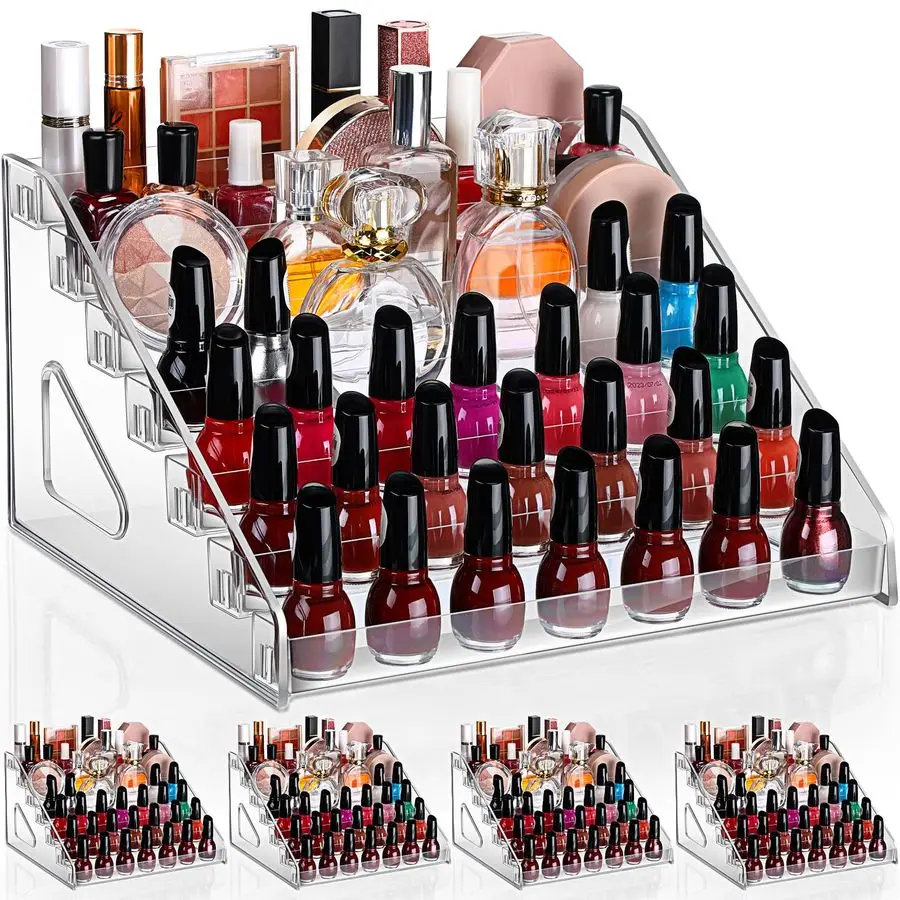

4 Pcs 7 Tiers Style Acrylic Card Display Stand Sunglasses Organizer Nail Polish Holder Versatile Display for Trading Cards Gree
