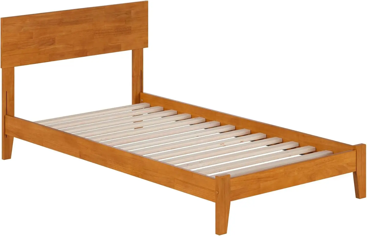 Orlando Low Profile Solid Wood Platform Bed, Twin, Light Toffee