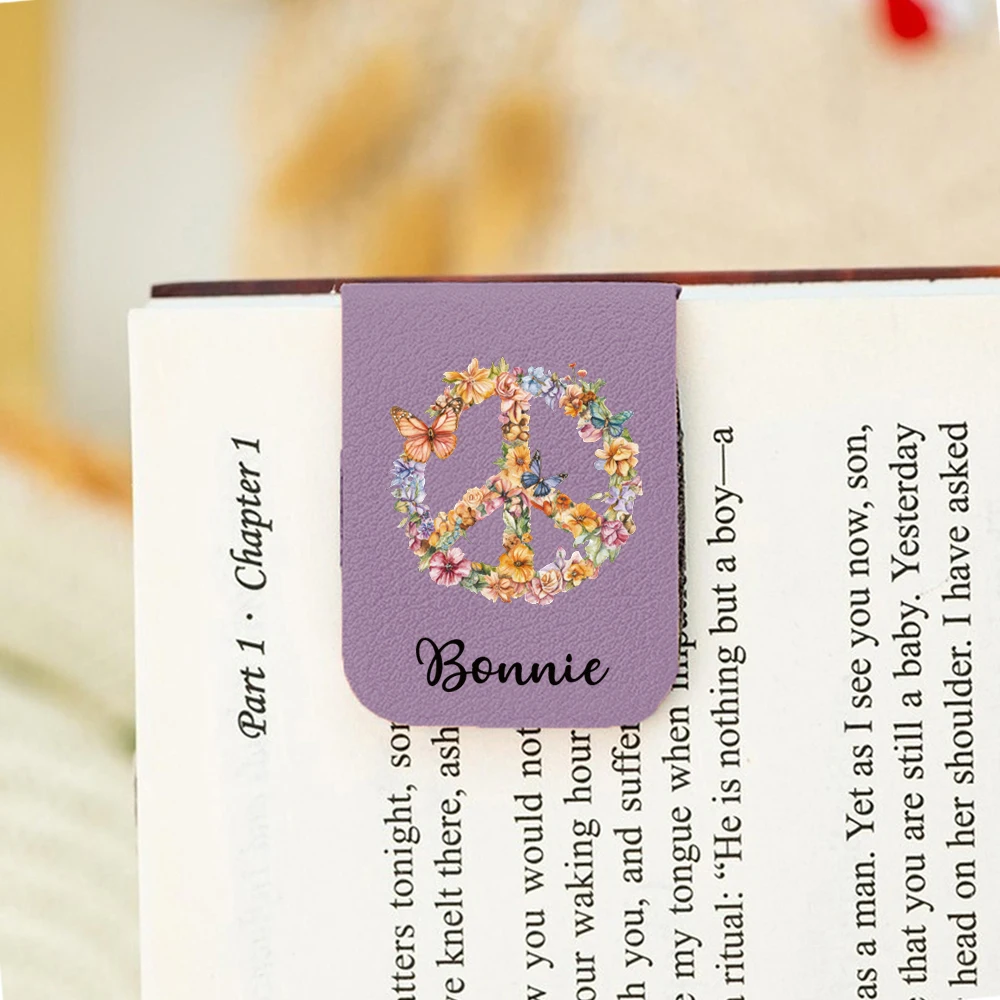 1PC Creative Butterfly wreath Customized Text Print Softpink Leather book clamp For Boys Gifts