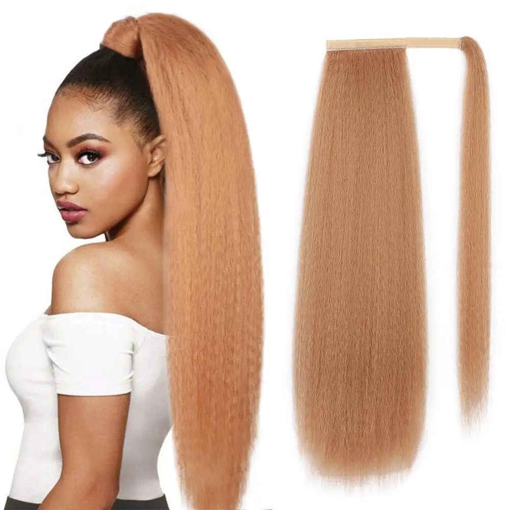 

30inch Synthetic Long Afro Puff Wrap Around Ponytail Wig Natural Hair Kinky Straight Drawstring Ponytails With Clip Elastic Band