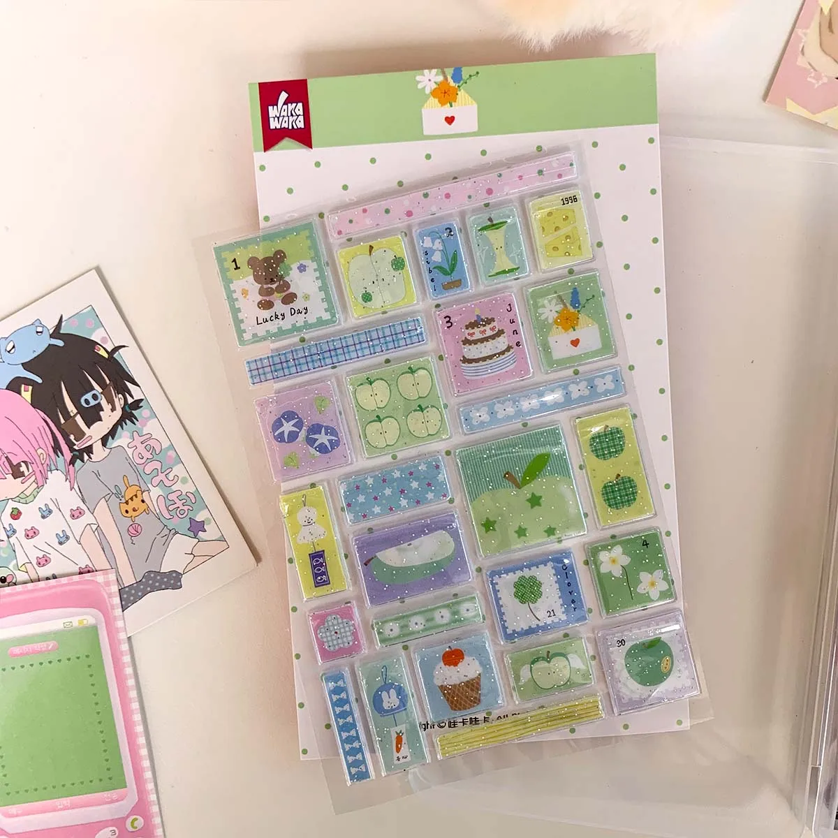 Salt Style Glitter Stickers 3D Foam Sticker for Scrapbooking Summer Breeze Stationery Stickers Decals Journal