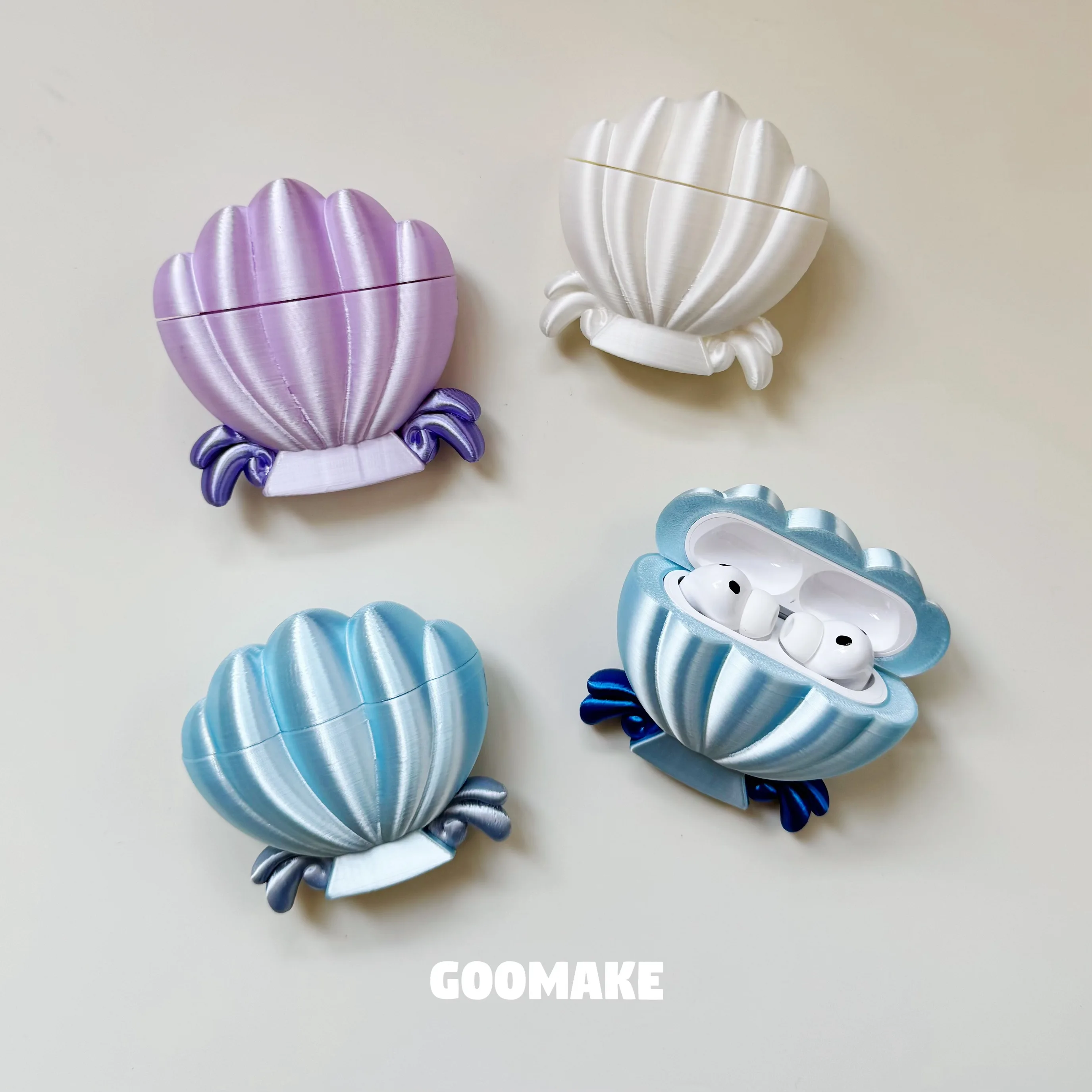 

G00Make | Original Design Mermaid Shell Earphone Case 3D Printed Customization, Suitable for AirPods