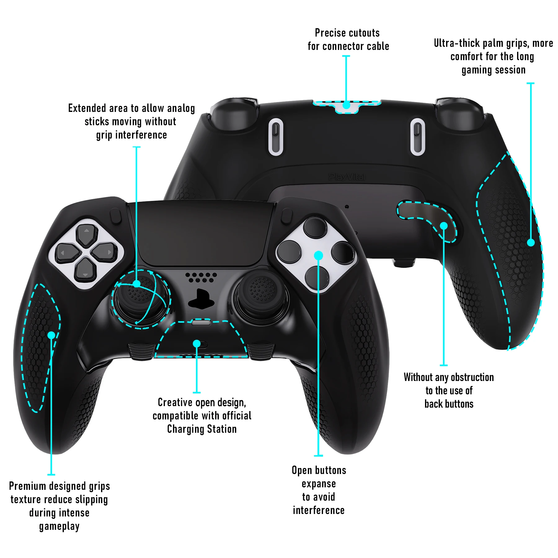 Playvital rutsch feste, halb überzogene Silikon hülle für die ps5 Edge Controller Soft Protector - Ninja Edition-Serie