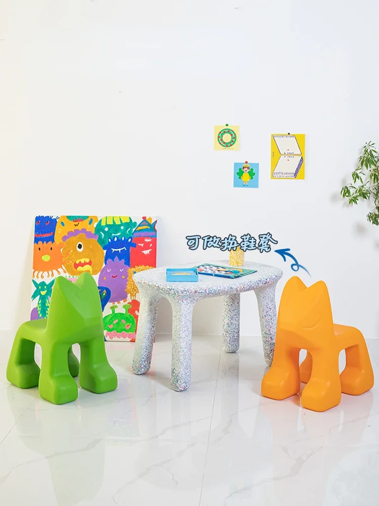 Small Stool Cartoon Animal Seat Plastic Thickened Children's Chair Kindergarten Creative Low Stool Home