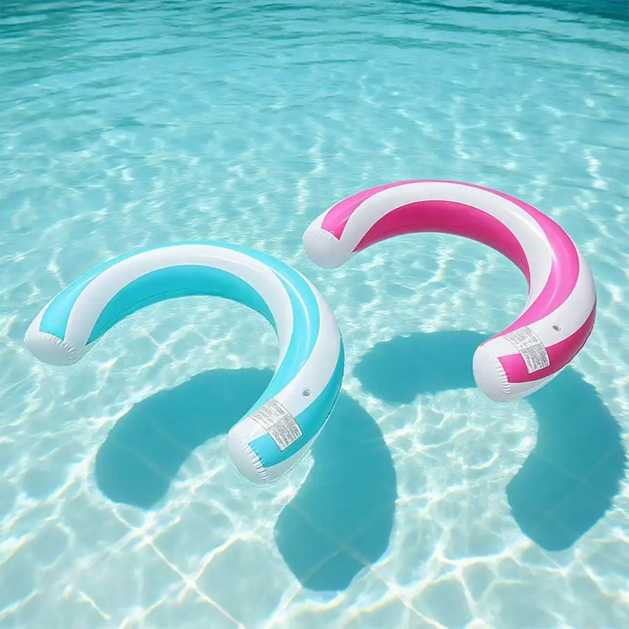 1pc New Striped U-Shaped Inflatable Swimming Ring，Arch Shape Design Swimming Pool Float，Thickened PVC Floating Device,For Summer image 6