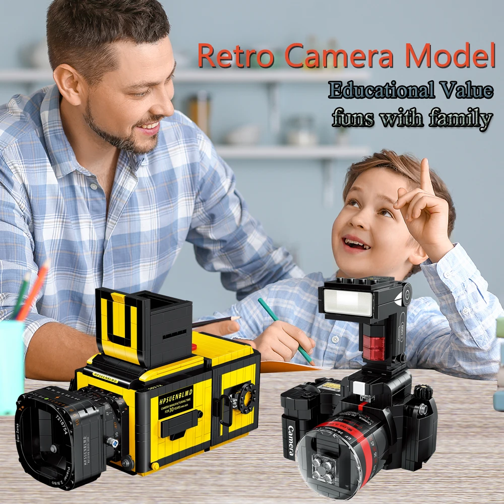 Klassisches Digitalkamera-Modell, Mini-Ziegelspielzeug für Jungen, Erwachsene, Montage-Design, Block-Sets, klassische Sammlung, Projektor, Party-Geschenk – Detail 8