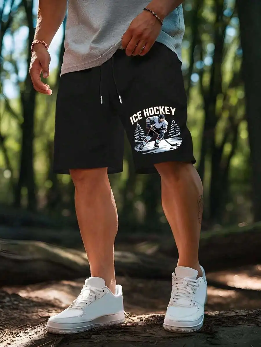 

Mens Ice Hockey Print Shorts Breathable Quick Dry Sport Athletic Shorts Regular Fit
