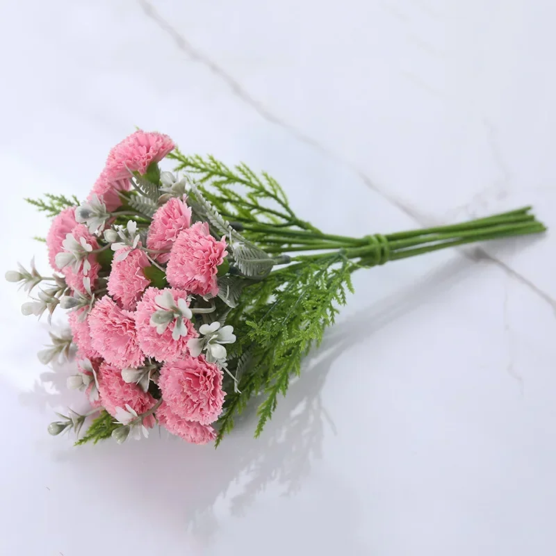 Simulation 16 Heads Bouquet Carnation Living Room Dining Table Home Decoration Wedding Fake Artifical Flowers Mother\'s Day Gift