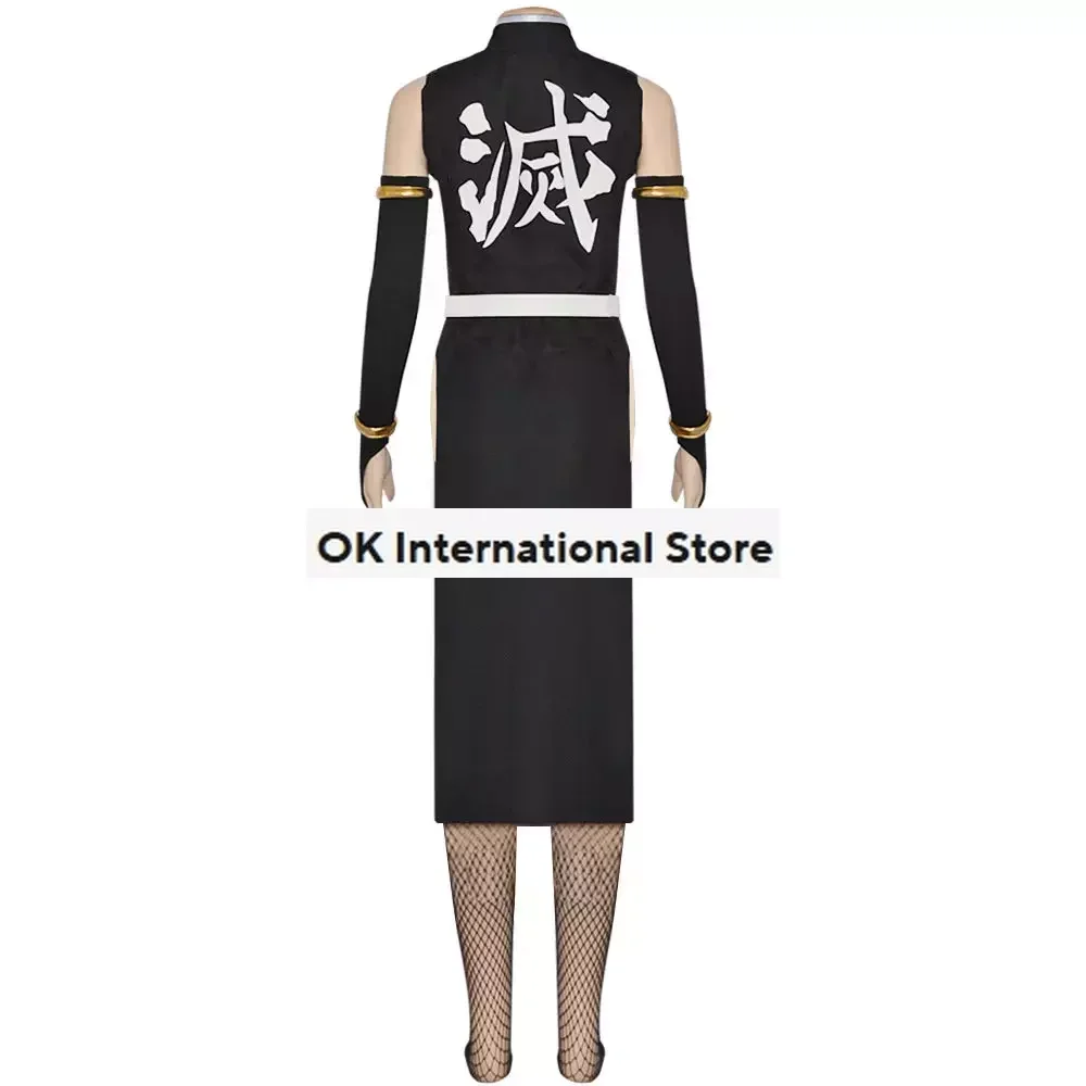 Frau Version Uzui Tengen Cosplay Kostüm Team Uniform Party Karneval schwarz Kleid Anime Aufkleber Kleidung Perücke Cosplay Kostüm