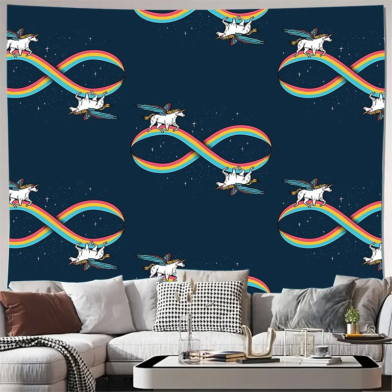 Tapiz de Pegaso arcoíris sin marco para colgar en la pared, decoración de Anime de fantasía, habitación Celestial, arte de caballo mítico estético, telón de fondo para dormitorio