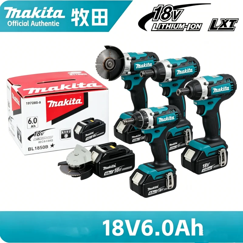 Genuine Makita 18V 6.0Ah battery with charger set for Makita 18V power tool DDF487 DTW700 GBA404 DUC150Z DHR183Z