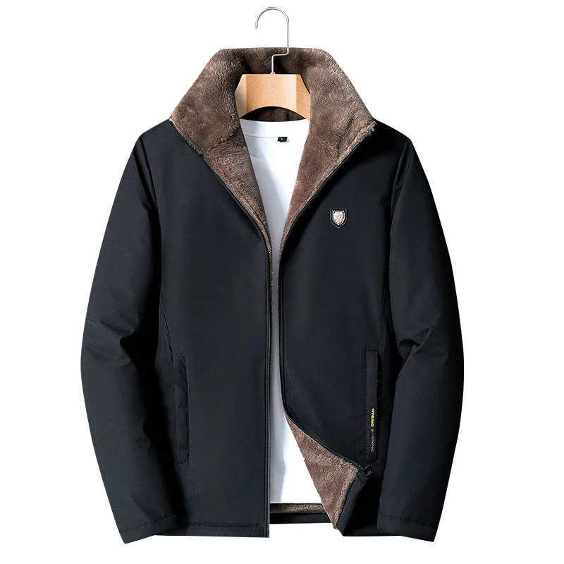 Chaqueta gruesa de lana de cordero para hombre, abrigo de algodón con forro interior de felpa, talla europea, Invierno