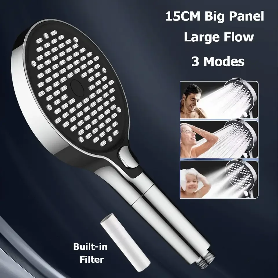 

Большая панель высокого давления, экономия воды, 3-режимная насадка для душа с фильтрующим элементом, массажный распылитель для спа, аксессуары для ванной комнаты