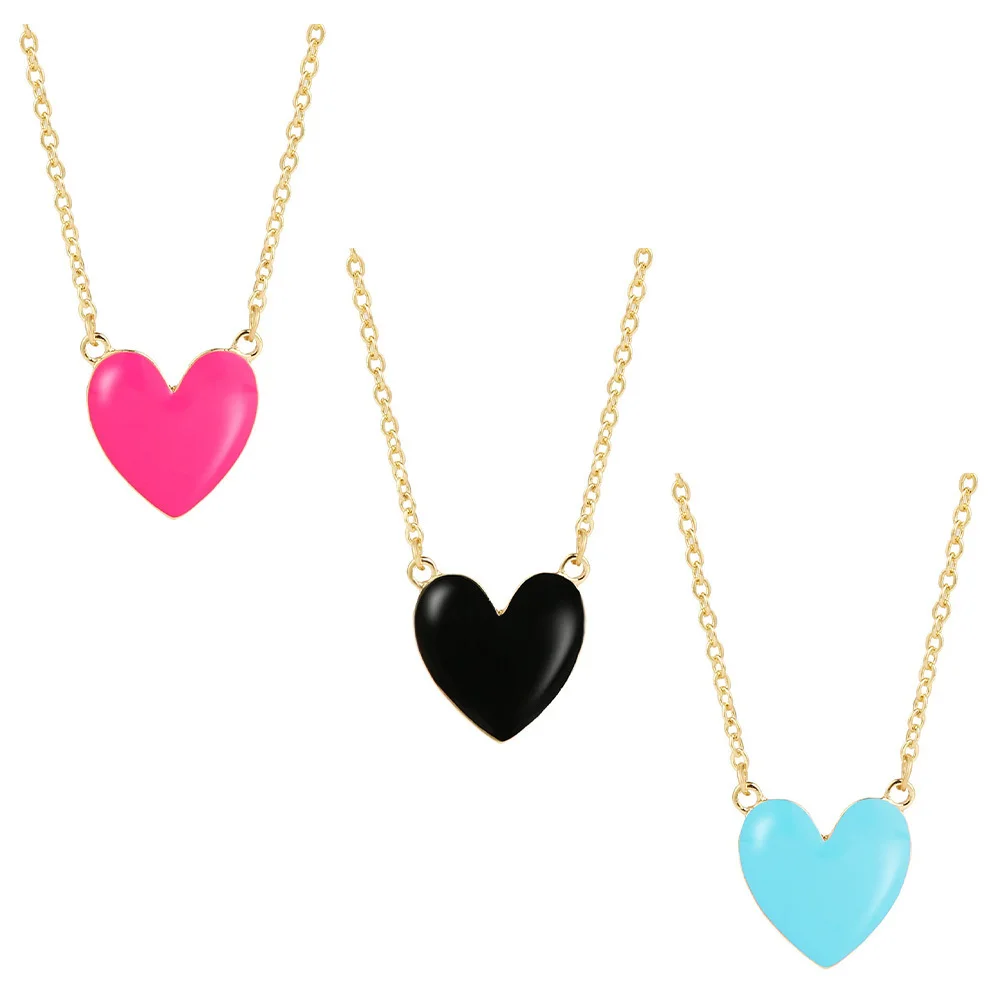 

3Pcs Heart Pendant Necklace Stylish Delicate Alloy Neck Chain for Women Daily Wear Party Vacation Decoration Gift Idea