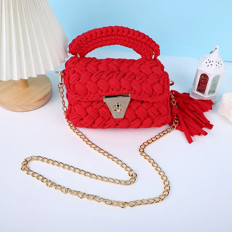 2024 Women\'s Handbag New Woven Cloth Strip Bag Women\'s Messenger Bag Chain Bag Designer Bags