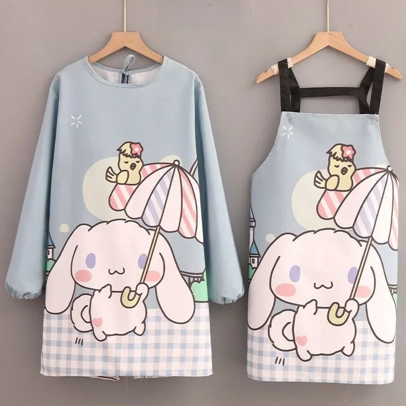 Cute Sanrio Cinnamoroll Cartoon Kawaii Women's Outerwear Kitchen Home Cooking Dirty-Resistant Long-Sleeved Apron Coverall