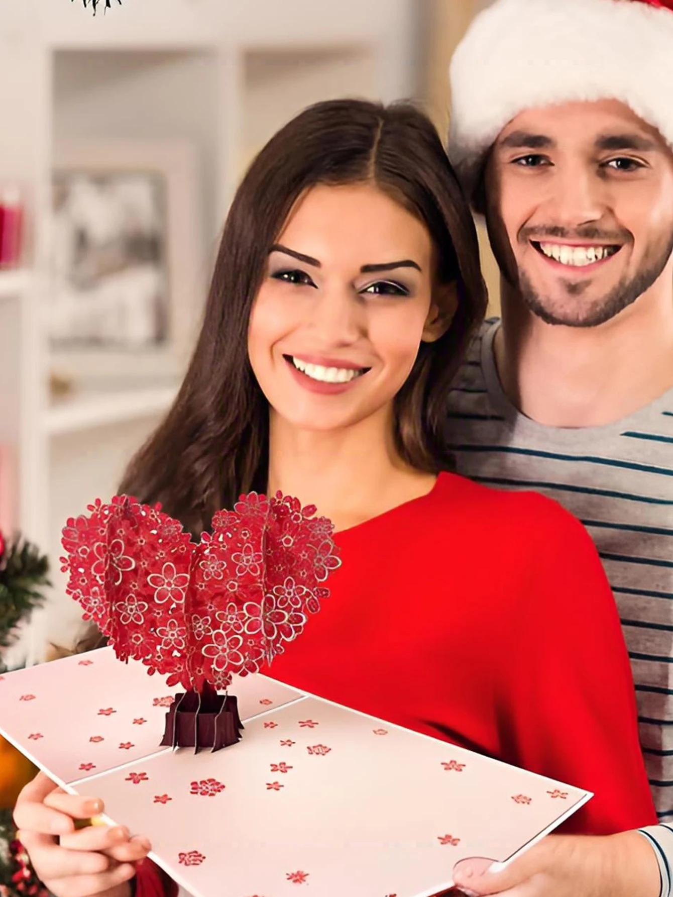 발렌타인데이, 결혼식, 약혼식, 보고싶어요, 기념일 등에 적합한 봉투가 포함된 3D 팝업 인사말 카드, 나무 패턴