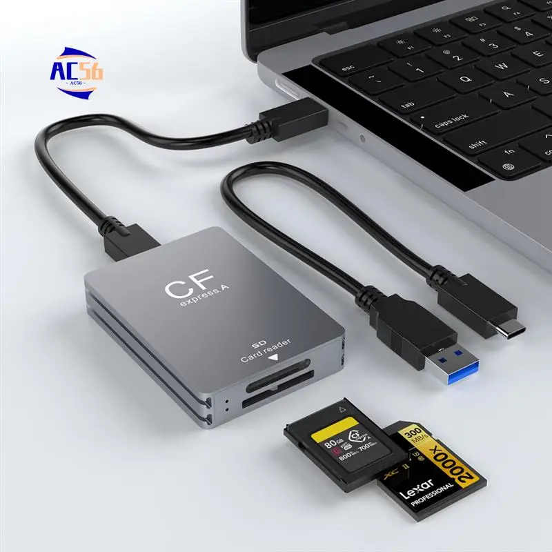 

AC56-2 In 1 Cfexpress Type A SD Card Reader USB 3.2 10Gbps Memory Card Reader Cfexpress Card Reader Adapter Dual-Slot For SLR