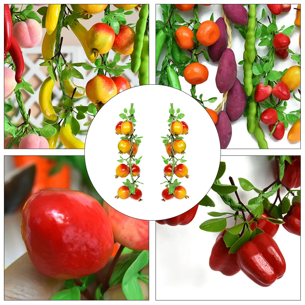 

2pcs Simulated Fruit Vegetable Decor Classroom Corridor Hanging Rattan Pendant Festival Vine Autumn Home Decoration Prop