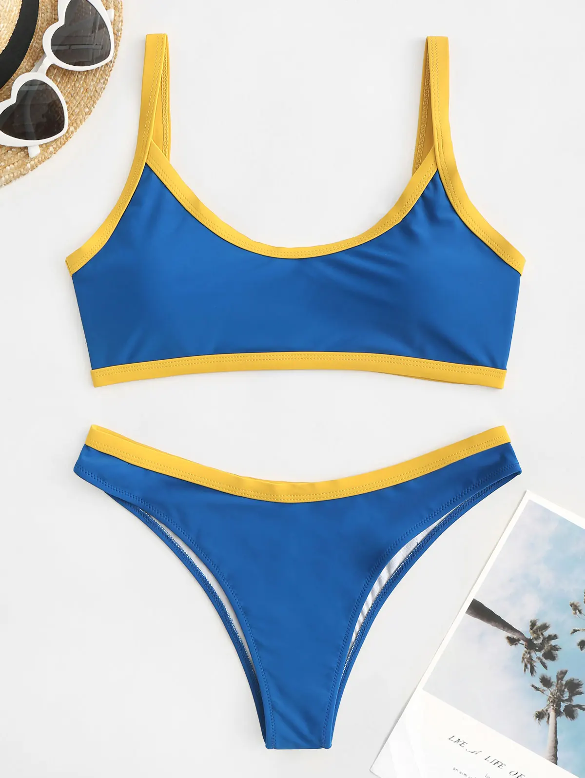 ZAFUL gewatteerde bikinibadkleding met contrasterende binding