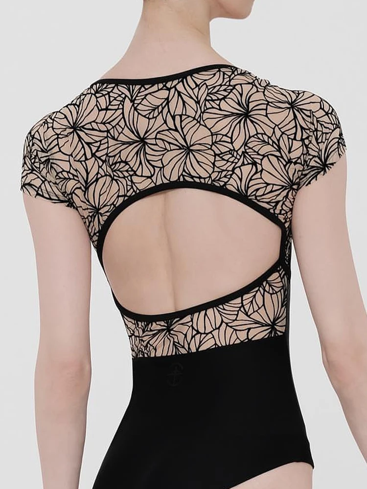 Collants roupas de prática de balé dança de uma peça roupas de ginástica rendas de manga curta bodysuits roupas de yoga femininas