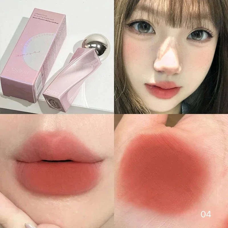 

QIBEST Matte Lipstick Waterproof and Sweatproof, Does Not Fade Or Remove Makeup, Velvet Lip Mud Lasting Lipgloss Face Blusher