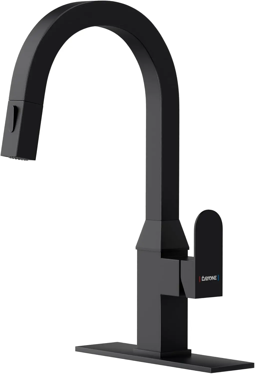 

Black Square Kitchen Faucet – Modern Pull-Down Sprayer with 2-Mode Kitchen Sink Faucet Matte Black, 360° Swivel Fits Bar/