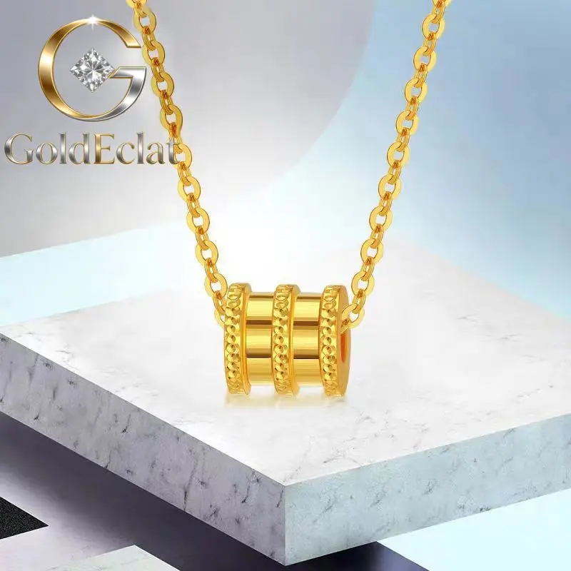

GoldEclat Luxury 24K 9999 Pure Gold real gold Women's Small Waist Pendant Necklace Clavicle Chain