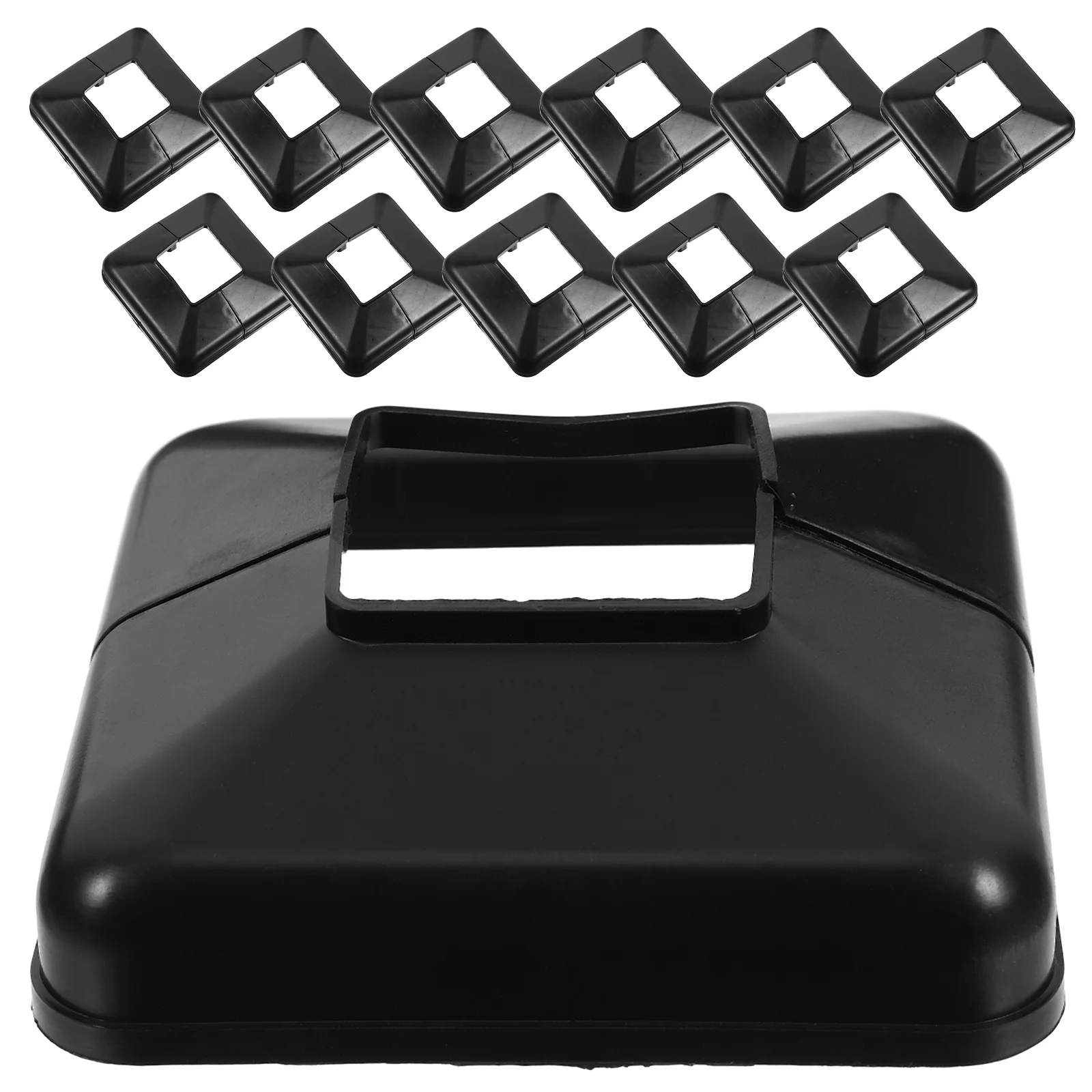 12pçs capas decorativas de escada, capa de plástico para base de poste de deck para trilhos, varanda, design dividido durável, fácil instalação, saia de poste de deck