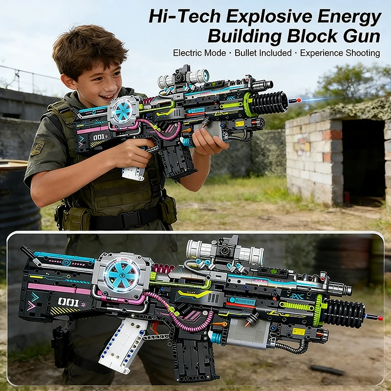 

1700pcs Electric Shooting Sci-Fi Military Building Blocks Gun with Light,STEM Educational Toys for Teen Adult,Gift for Boys Girl