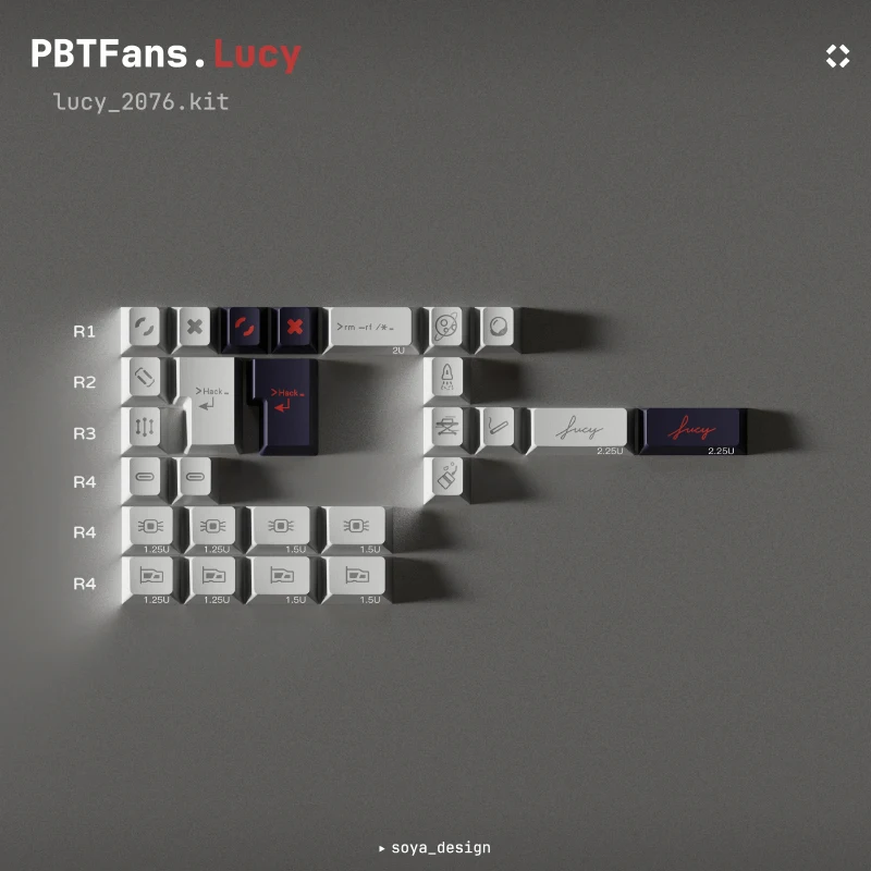 Imagem -05 - Pbtfans-keycap Tema Lucy Custom Cap Teclado Simplicidade Perfil Cereja Teclado Mecânico 60 65 76 Key Pbt