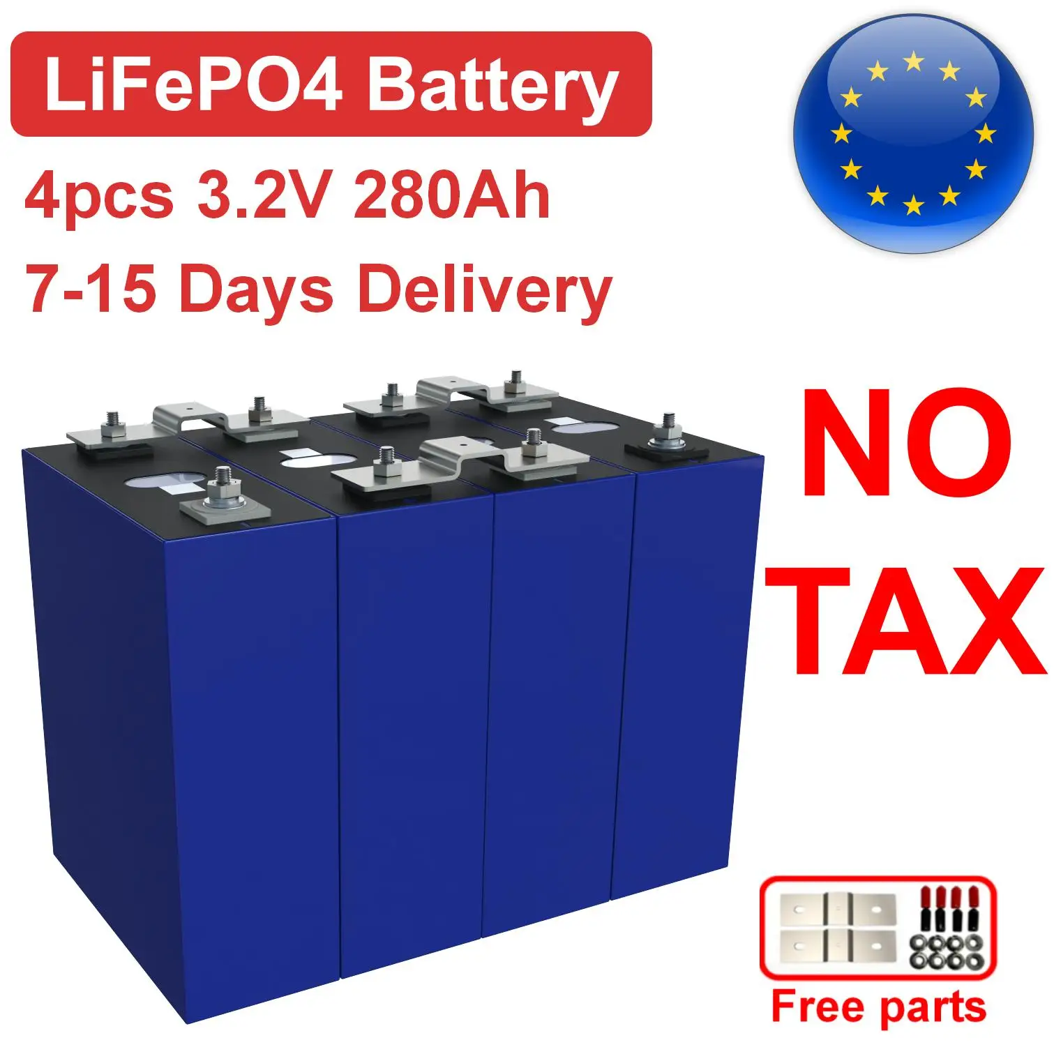 SaiJiaoYang EU Warehouse LiFePO4 3,2 V 280 Ah Lithiumbatterie, 10.000 Zyklen 200 A Entladung