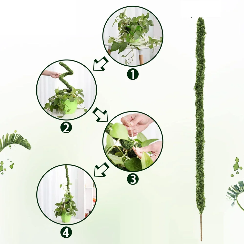 Moss Pole Bendable Plant Stakes Handmade Slim Monstera Plant Support Moss Plant Sticks Support for Large Indoor Potted