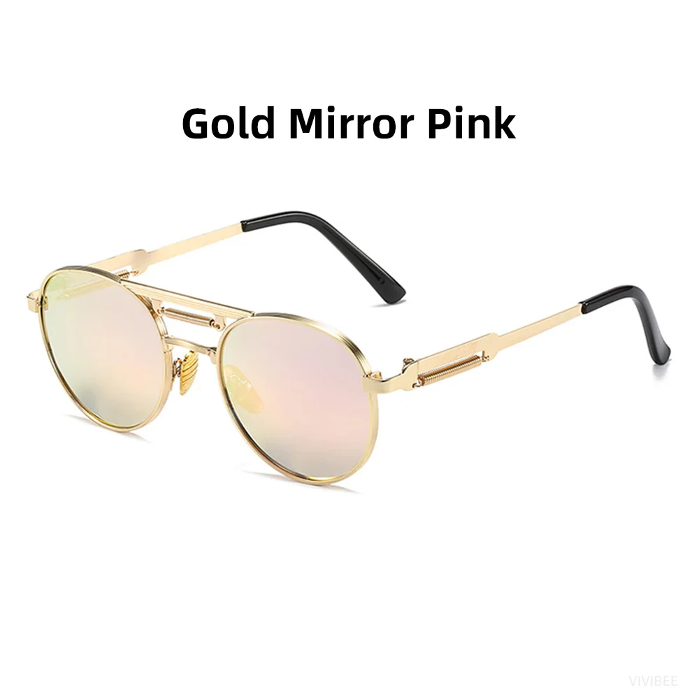 VIVIBEE Runde Steampunk-Sonnenbrille Vintage Herren UV400 Metall Hip-Hop 2026 Sonnenbrille Damen Hochwertige Retro-Brille – Detail 16