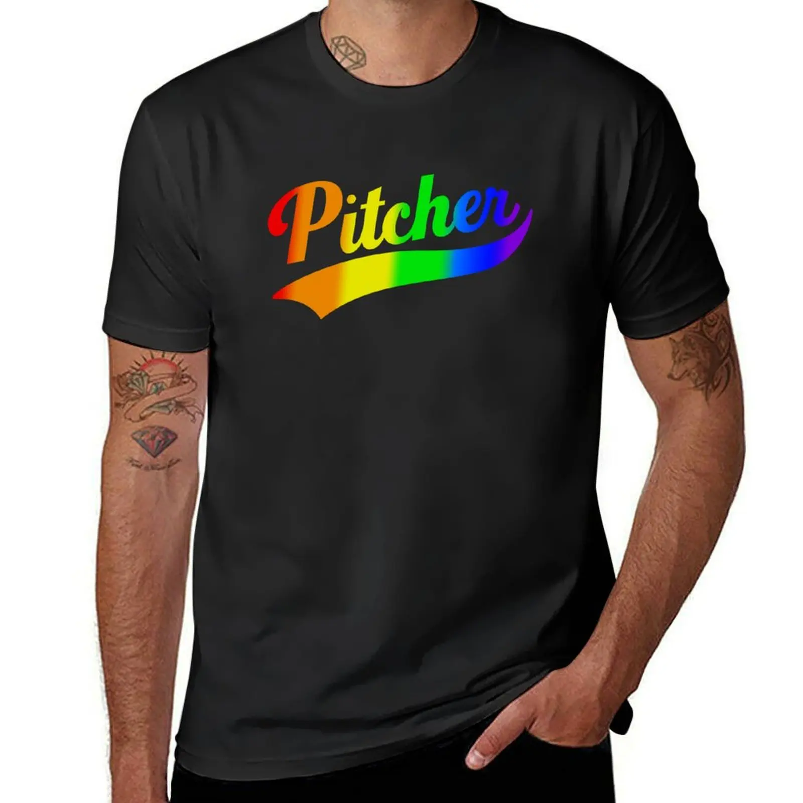 Gay Pride, Pitcher T-Shirt plus sizes tees T-shirts for men cotton