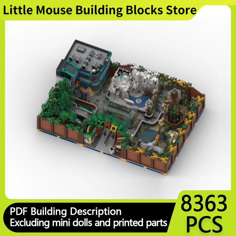 

City Street View Model MOC Building Bricks Virtual Zoo Scene Modular Technology Gifts Holiday Assemble Children Toys Suit